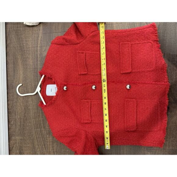 Mng Mango TWEED JACKET WITH POCKETS in red New Women’s Sz XXL - Picture 5 of 7